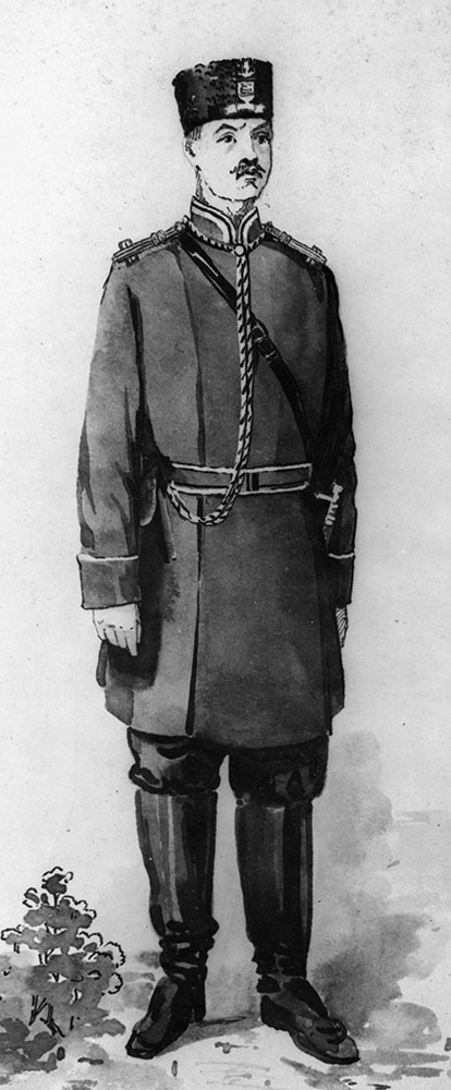 Kaupunkipoliisin virkapuvun m1903 päähineenä oli talvella musta turkislakki ja kesällä tummanvihreä lipallinen lakki, jota kiersi oranssi tai punainen reunus. Aseistuksena puvun kanssa oli sapeli ja revolveri, jonka vyökotelosta kulki kaulalle oranssi, renkaalla varustettu nyöri, poliisimestareilla kolmivärinen upseerinnyöri.